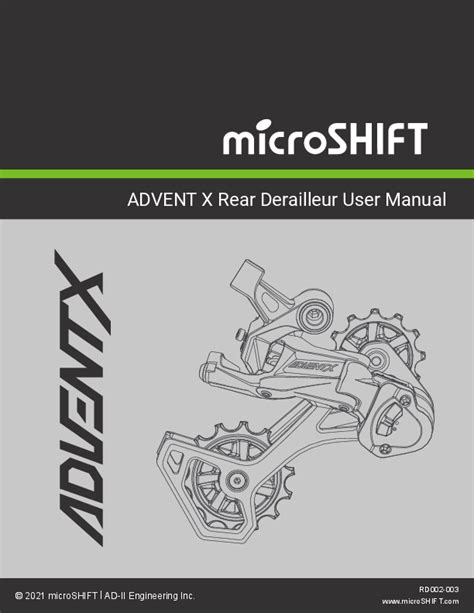 Advent X Rear Derailleur User Manual And Installation Guide Microshift