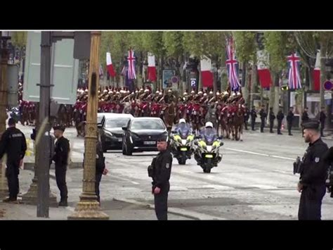 King Charles Macron Drive Down Champs Elysees As Crowds Look On Youtube