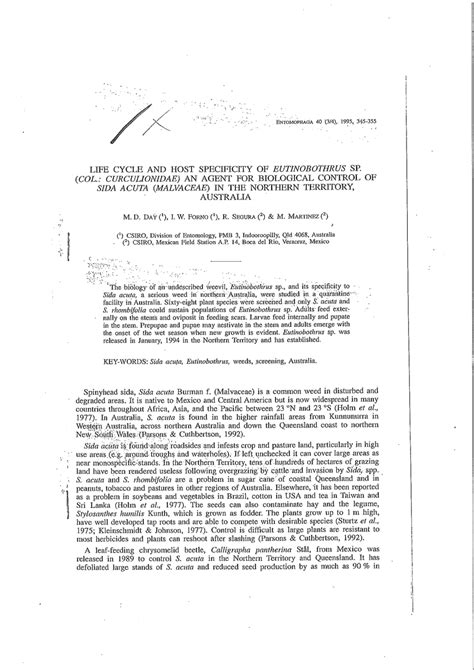 (PDF) Life cycle and host specificity of Eutinobothrus sp (Col ...