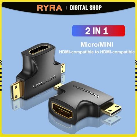 RYRA 2 In 1 HDMI Compatible Female To Micro Mini Male Cable Adapters