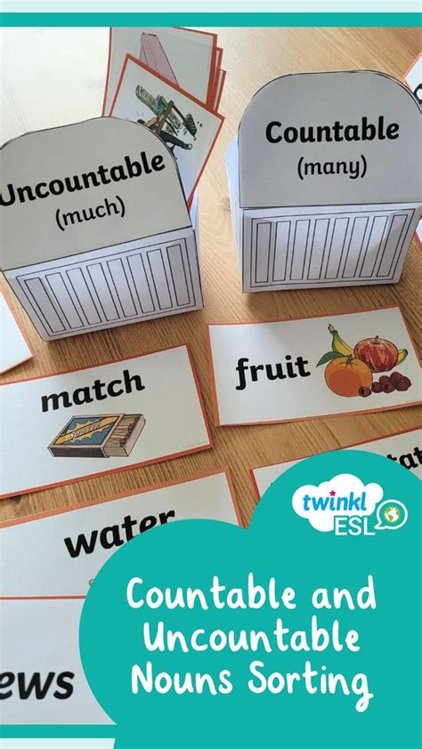 Countable And Uncountable Noun Sorting Cards Uncountable Nouns The