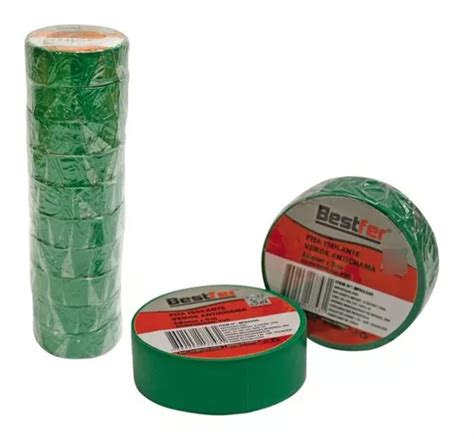 Kit 10 Rolos De Fita Isolante Anti Chama 18mm X 5m Cores Cor Verde