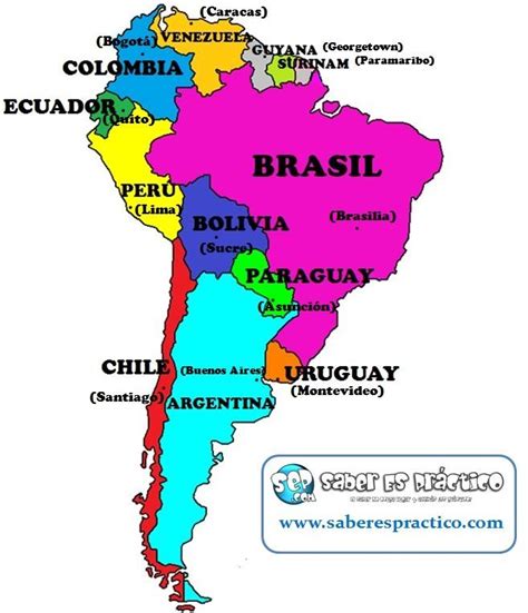 Países y capitales de América del Sur Mapa de america latina America