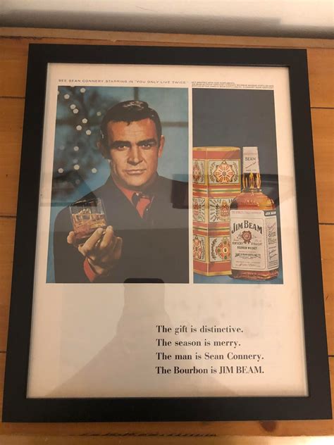 Framed Vintage 1966 Jim Beam Bourbon Ad Ft Sean Connery Etsy