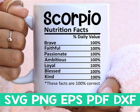 Scorpio Zodiac Nutrition Facts Svgscorpio Nutritional Facts Etsy