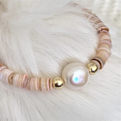 Puka Shell Bracelet Pearl Shell Bracelet Boho Style Seashell Jewelry