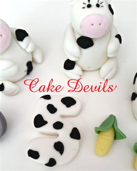 Cow Cake Topper Fondant Cow Cake Toppers Cow Cake Barn Animal Cake