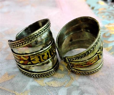 1 Piece Excellent Gold Color Tibet Silver Wide Ring Buddhism Nepal Ring