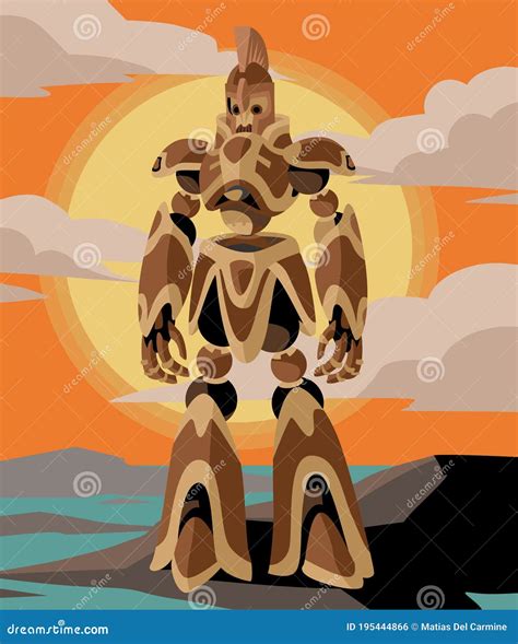 Greek Mythology Talos Giant Bronze Automate Man Stock Vector