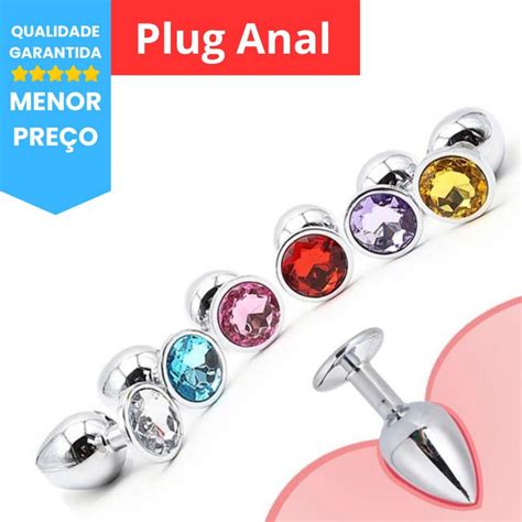 Plug Anal Redondo Cristal Tamanho P Pequeno Pedra Aço Inoxidável Sex Shop Desconto no Preço