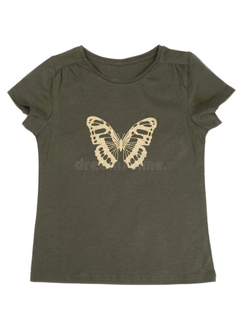 Camiseta De Color Caqui Con Un Modelo De Mariposa Aislante Imagen De