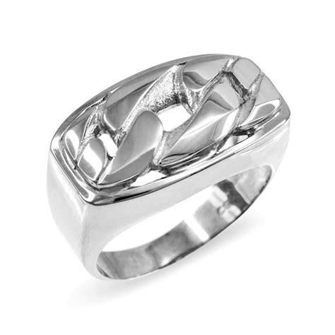 Sterling Silver Cuban Link Statement Ring