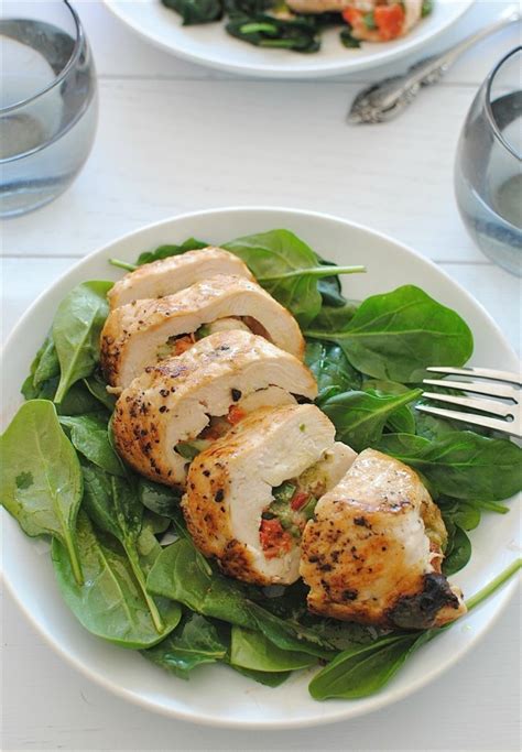 Cheesy Asparagus And Roasted Red Pepper Stuffed Chicken Bev Cooks