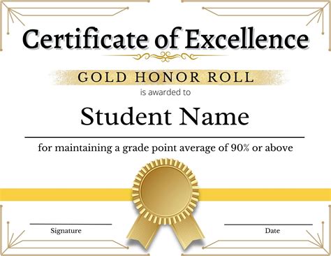 Honor Roll Certificates Template