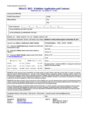Fillable Online Msacl Msacl Exhibitor Application And Contract