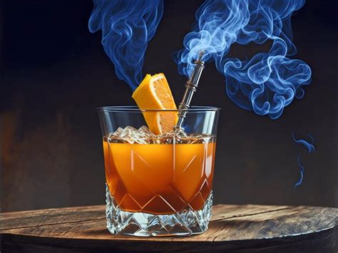 Premium AI Image | Whiskey cocktail with a smoke called smoking gun at the bar