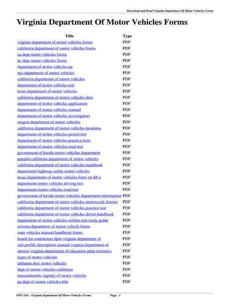 Fillable Online Virginia Department Of Motor Vehicles Forms. virginia ...