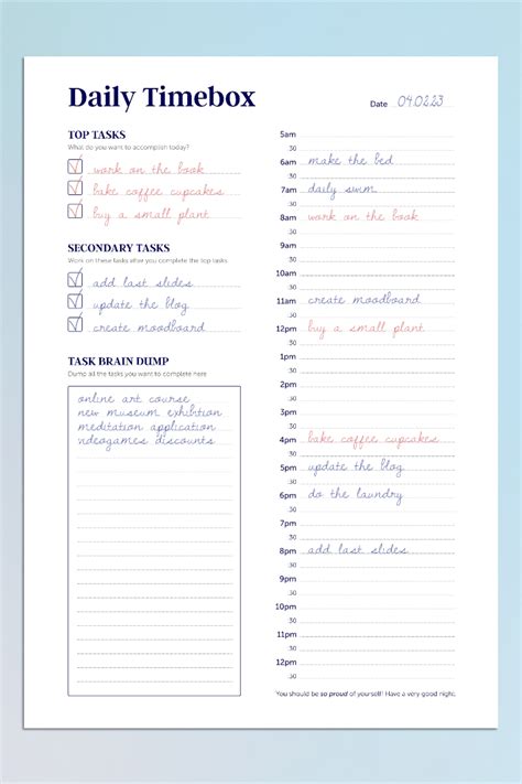 Timebox time block daily planner – Artofit