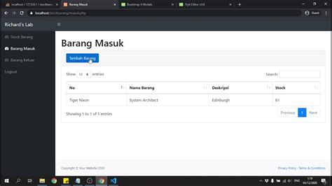 Tutorial Pembuatan Aplikasi Stock Barang Berbasis Web Membuat