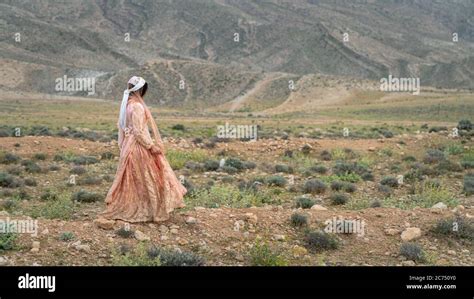 Shiraz Iran May Beautiful Qashqai Nomadic Woman Walking In