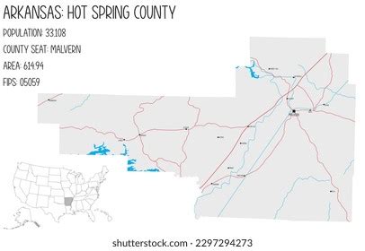 Large Detailed Map Hot Spring County Stock Vector Royalty Free