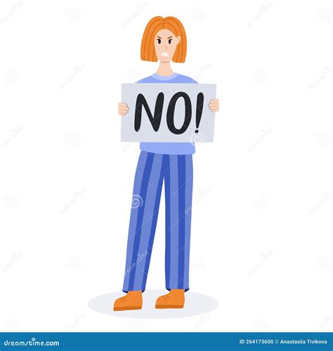 Women Protests. Angry Girl Girl Holding a Banner. Concept of Protest