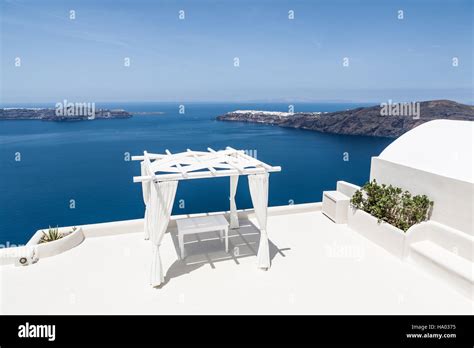 Massage Table Under A Gazebo On A Terrace Overlooking The Ocean In