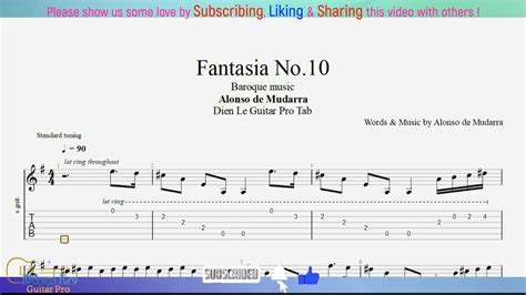 For Guitar Classical With TABs Alonso Mudarra Fantasia No 10