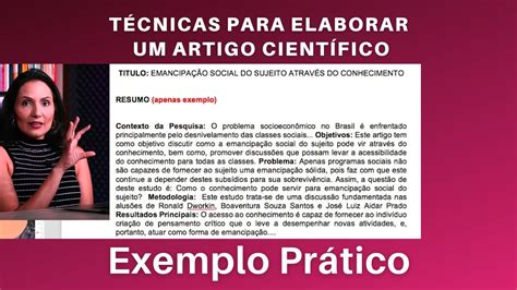 Técnicas para elaborar um Artigo Científico Exemplo Prático YouTube