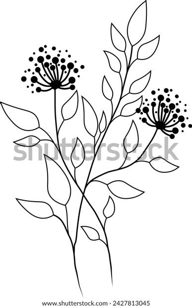 Illustration Flower Silhouette Flowers Leaves Vector Stock Vector ...