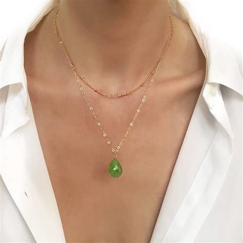 Collier Tendance Pierre Verte Bijoux By Julie