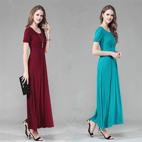 New Modal Slim Long Dress Summer Short Sleeve Large Size Loose Slim