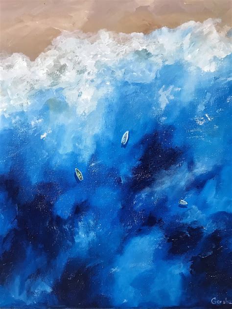 Abstract Sea Painting Deep Blue Sea Painting Painting To Etsy Uk