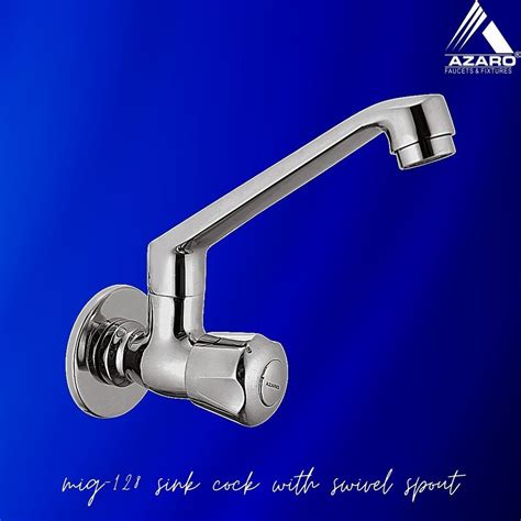 Silver Stainless Steel Sink Cock Azaro Mig 30 For Bathroom Fittings At