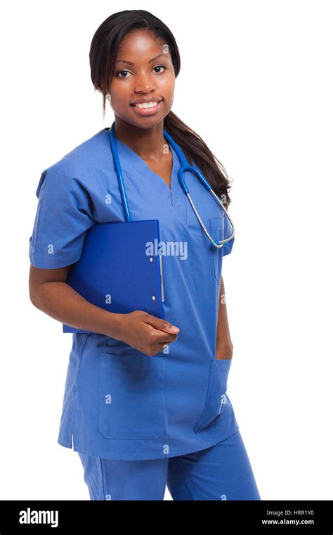 Black Nurse Isolated On White Stock Photo Alamy