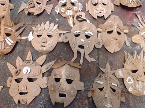 Cardboard Masks Ready For Spraying Mayan Art Art Lessons For Kids