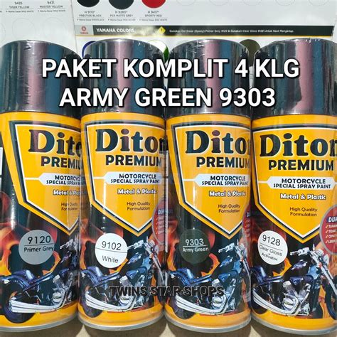 Pilok Cat Semprot Diton Premium Army Green Hijau Armi Primer Grey