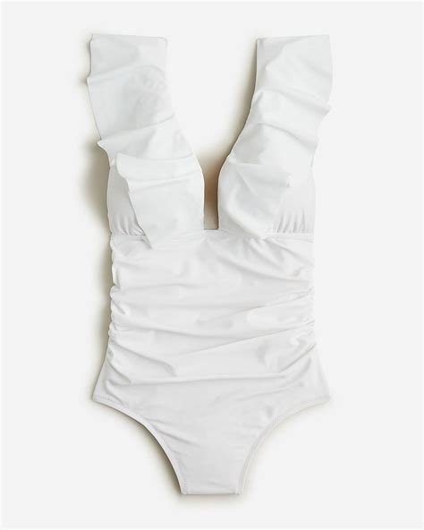 Long Torso Ruched Ruffle One Piece … Curated On Ltk