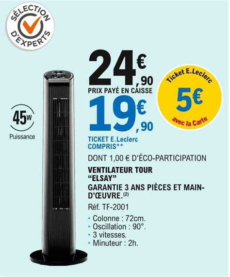 Promo Ventilateur Tour Elsay Chez E Leclerc Icatalogue Fr