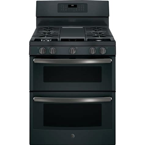 Ge 68 Cu Ft Freestanding Double Oven Gas Convection Range Black Slate At Pacific Sales