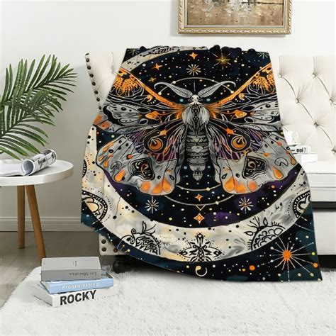 Eastsmooth Butterfly Throw Blanket Boho Moon Phase Mushroom Moth Art