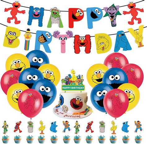 38 Pcs Sesame Street Party Decorations Wopin Sesame Street Birthday