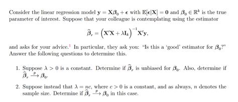 Consider The Linear Regression Model Y Xb Chegg