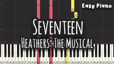 Seventeen Heathers The Musical Easy Piano Piano Tutorial Sheet