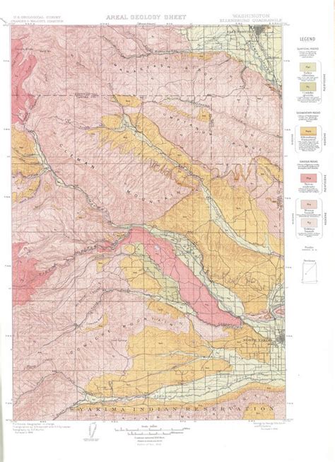 Map Ellensburg Folio Washington Areal Geology Sheet Washington