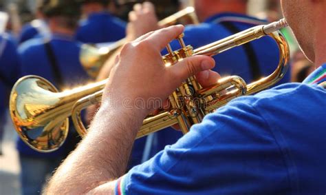 Brass Trumpet Player Marching with the Band during the Parade Stock ...