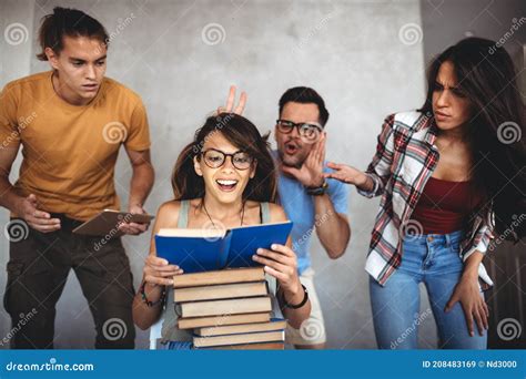 Ready To Study Hard Happy Nerd Woman In Library Book Lover Royalty