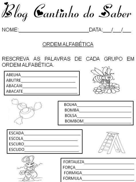 M S De Ideas Incre Bles Sobre Atividade De Ordem Alfabetica En