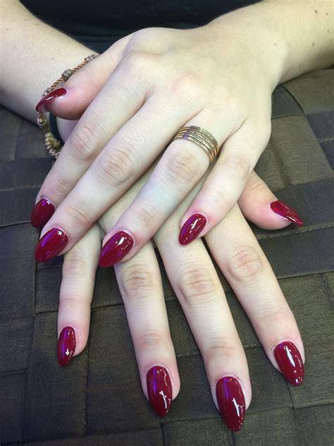 Dark Red Almond Nails