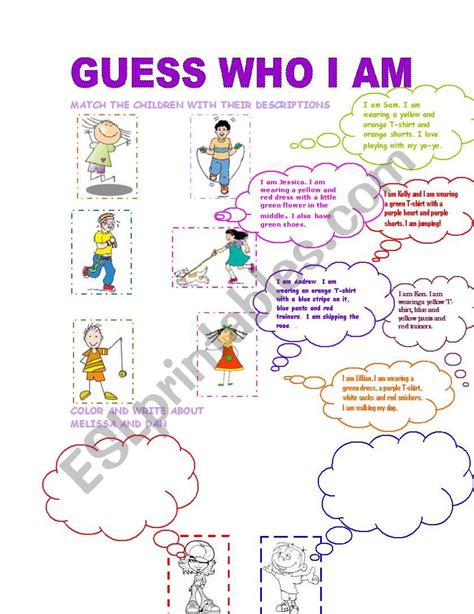 Who Am I Esl Worksheet By Nikkomary